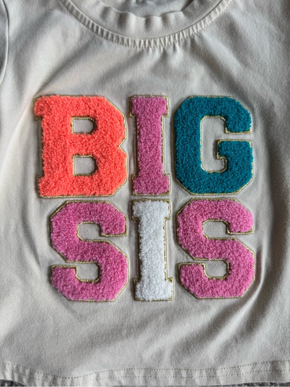 Big Sister shirt Big Sis top Cream Short-Sleeve Tee for Kids Siblings Size 3T - Picture 3 of 6